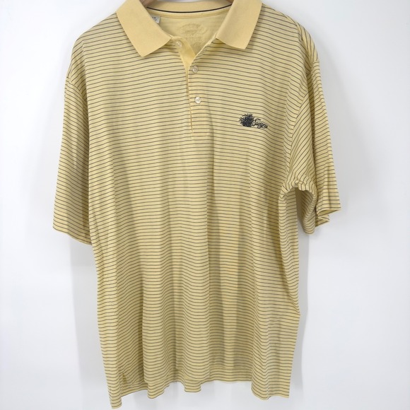 Cutter & Buck Golf Polo Shirt Men's Large Yellow Striped Seagrass Logo - Picture 4 of 7